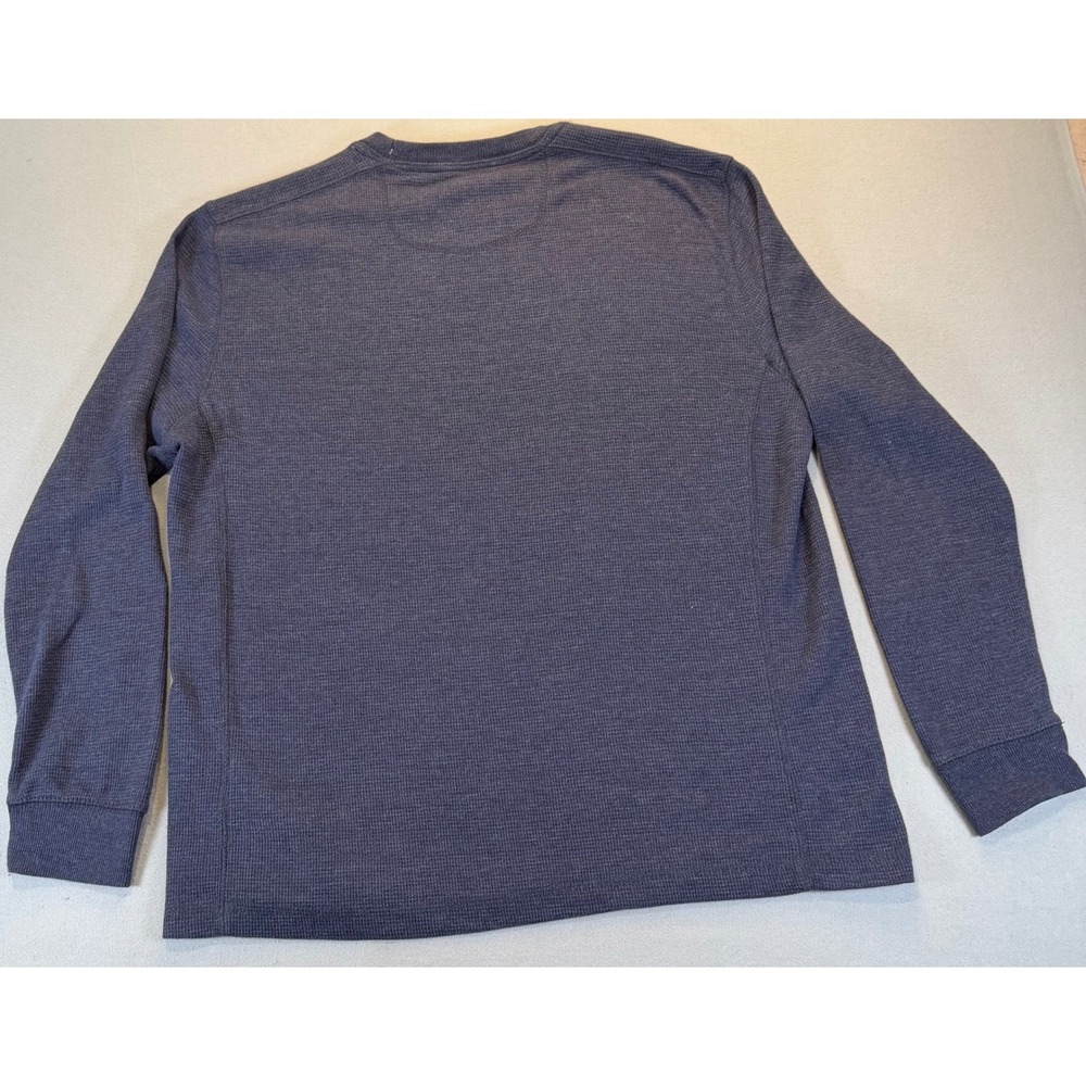 Eddie Bauer men's XL waffle knit thermal long sleeve shirt, blue/gray, pre-owned - Picture 4 of 9
